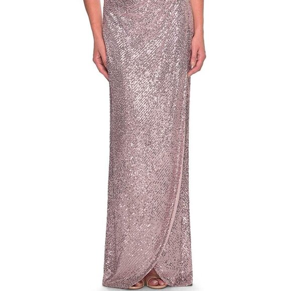 NWT La Femme 30865SC Sequined Mother of the Bride Dress Rose Gold Size 8 - Picture 2 of 7